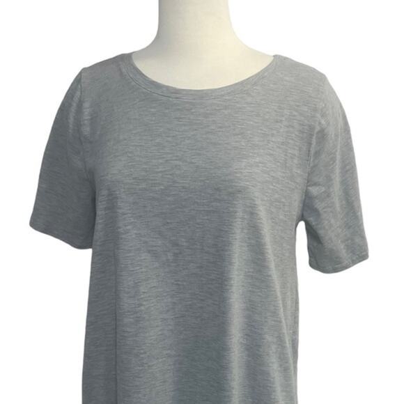 Easel Ruffle Hem Top Short Sleeve Asymmetrical Heather Gray T-shirt size large - Picture 5 of 9